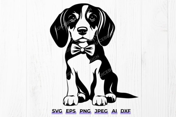 Beagle Dog with Bow Tie Svg