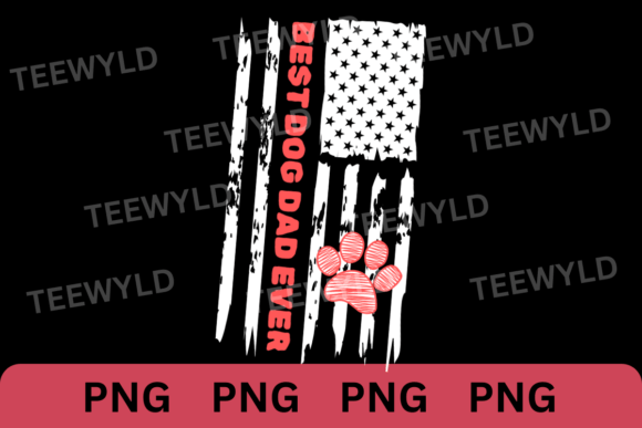 Best Dog Dad US Flag Vintage SVG PNG