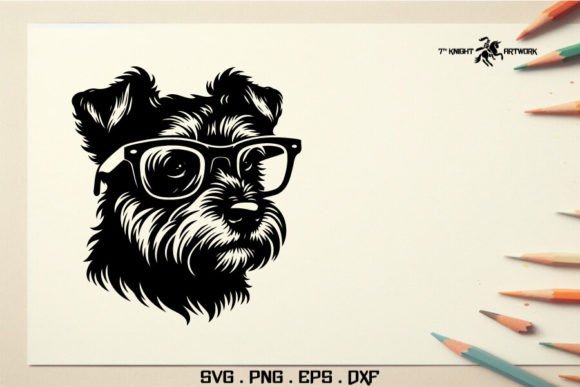 Dog Head with Glasses Svg
