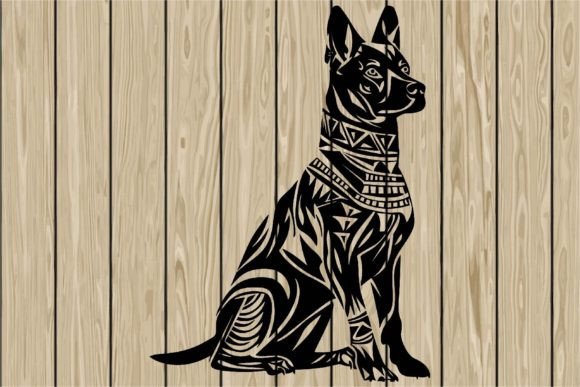 Dog Sitting Stencil Silhouette SVG