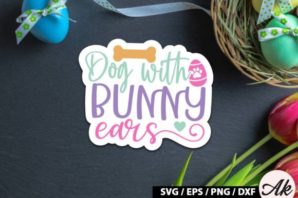 Dog with Bunny Ears SVG Stickers