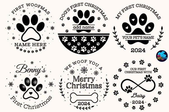 First Impressions of Dog s First Christmas Ornament SVG