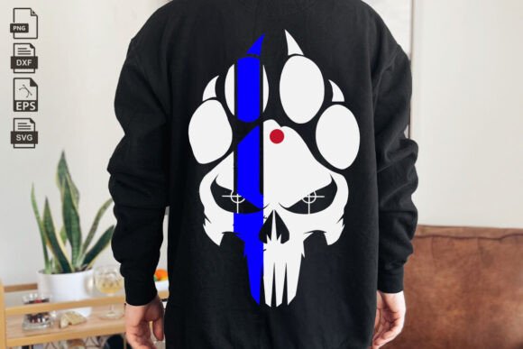 Flag Thin Blue Line Dog Paw Police K9