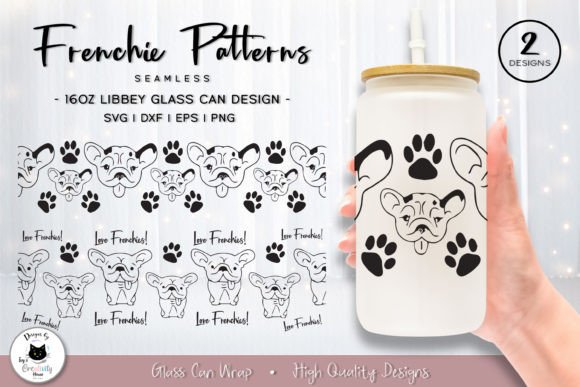 French Bulldog Dog Glass Can Wraps SVG
