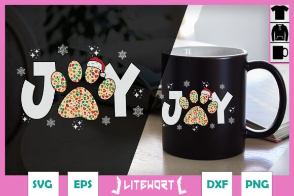 Joy Dog Paw Christmas Animal SVG