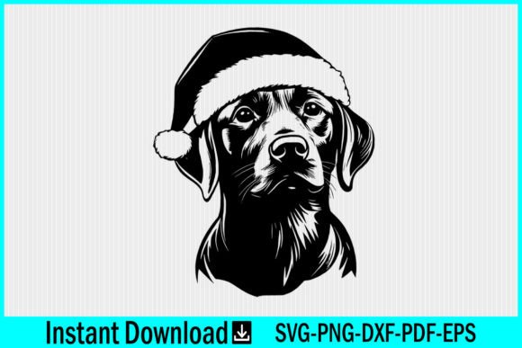 Labrador Dog with Santa Hat Vector SVG