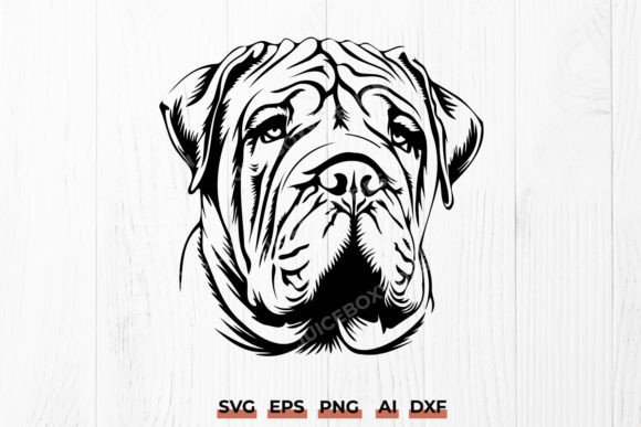 Shar Pei Dog Head Silhouette Vector SVG