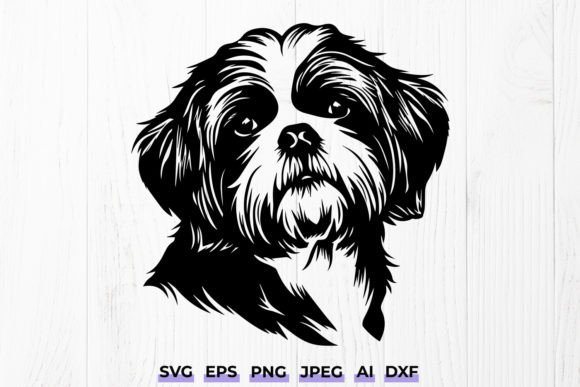 Shih Tzu Dog Face Pet Silhouette Svg Png